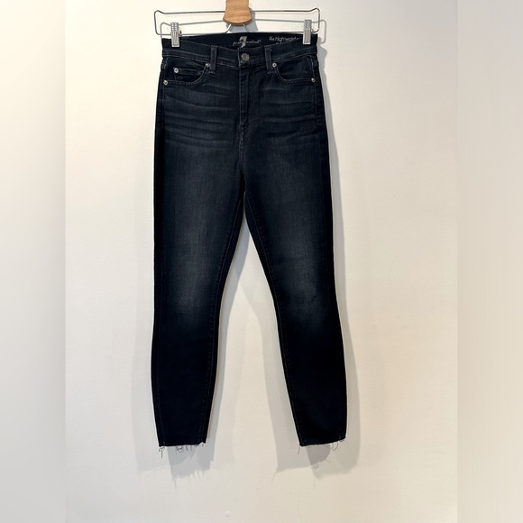 7 for all mandkind The High Waist Ankle Skinny in Indigo - Picture 1 of 6